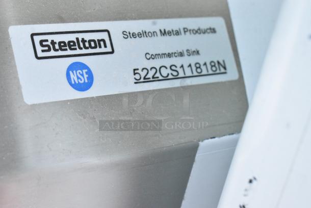BRAND NEW SCRATCH AND DENT! Steelton 522CS11818N 23 1/2" 18-Gauge Stainless Steel One Compartment Commercial Sink without Drainboard - 18" x 18" x 12" Bowl. No Legs. - Image 3 of 3