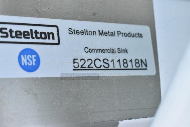 BRAND NEW SCRATCH AND DENT! Steelton 522CS11818N 23 1/2" 18-Gauge Stainless Steel One Compartment Commercial Sink without Drainboard - 18" x 18" x 12" Bowl. No Legs. - Image 3 of 3