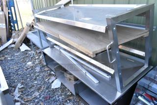 Metal Counter w/ Over Shelf and Under Shelf.
