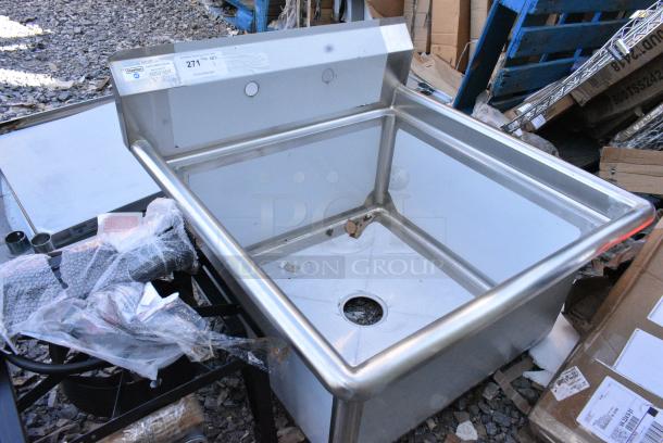 BRAND NEW SCRATCH AND DENT! Steelton 522CS12424 29 1/2" 18-Gauge Stainless Steel One Compartment Commercial Sink without Drainboard - 24" x 24" x 12" Bowl. No Legs. - Image 1 of 3