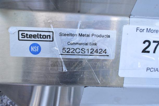 BRAND NEW SCRATCH AND DENT! Steelton 522CS12424 29 1/2" 18-Gauge Stainless Steel One Compartment Commercial Sink without Drainboard - 24" x 24" x 12" Bowl. No Legs. - Image 3 of 3