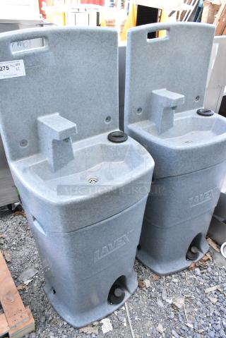 2 BRAND NEW SCRATCH AND DENT! Lavex Gray Poly Portable Sink. 2 Times Your Bid! - Item #1155250