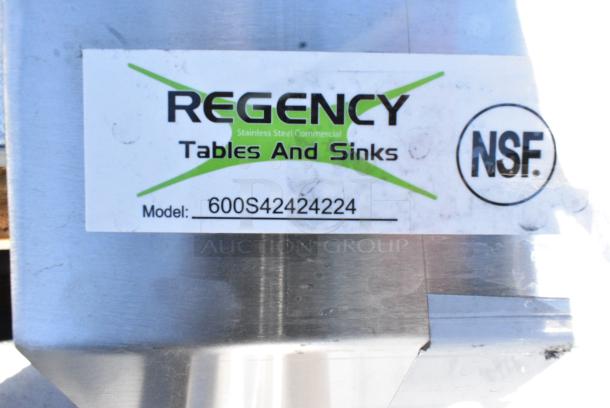 BRAND NEW SCRATCH AND DENT! Regency 600S42424224 Stainless Steel 4 Bay Sink w/ Dual Drain Boards. No Legs. - Image 4 of 4