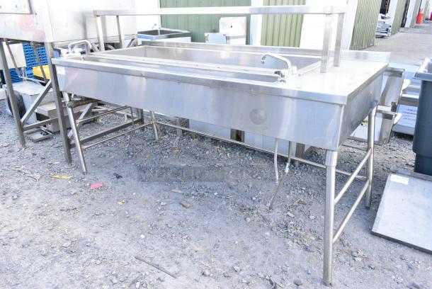 Stainless Steel Commercial Prep Area w/ 2 Faucets. - Image 1 of 4