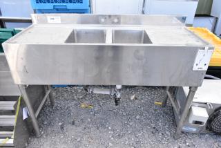 Stainless Steel 2 Bay Back Bar Sink w/ Dual Drain Boards. - Item #1155275