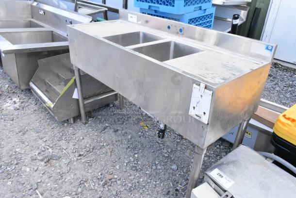 Stainless Steel 2 Bay Back Bar Sink w/ Dual Drain Boards. - Image 2 of 4