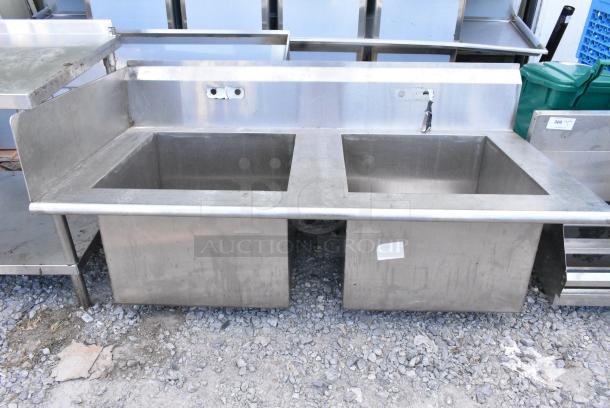Stainless Steel 2 Bay Sink. No Legs. - Image 1 of 4