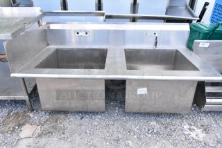 Stainless Steel 2 Bay Sink. No Legs. - Item #1155277