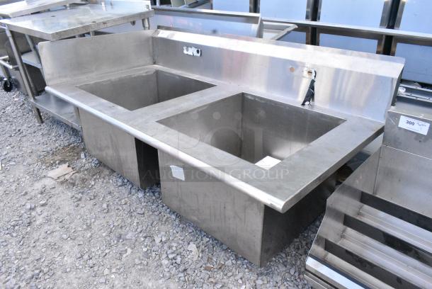 Stainless Steel 2 Bay Sink. No Legs. - Image 2 of 4