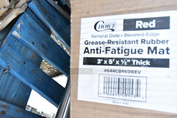 2 BRAND NEW SCRATCH AND DENT! Items Including 884CBREDBEV Choice Red Rubber Grease-Resistant Anti-Fatigue Floor Mat with Beveled Edge - 1/2" Thick and Metal Table Foot. 2 Times Your Bid! - Image 2 of 3