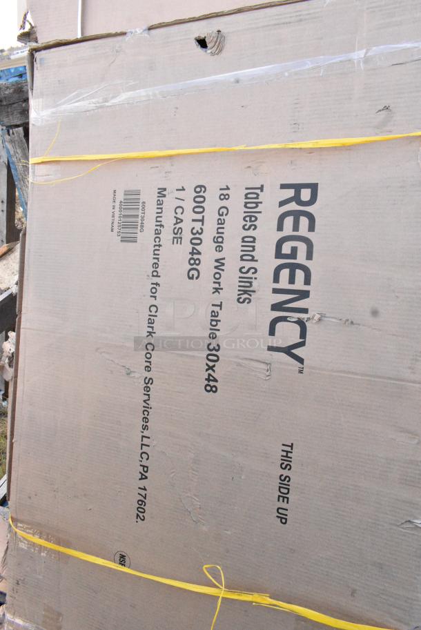 BRAND NEW SCRATCH AND DENT! Regency 600T3048G 30" x 48" 18-Gauge 304 Stainless Steel Commercial Work Table with Galvanized Legs and Undershelf. May Be Missing Pieces. - Image 3 of 3
