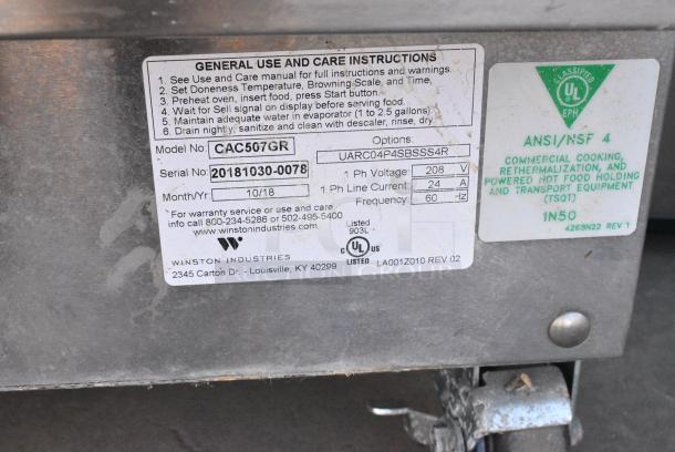 BRAND NEW SCRATCH AND DENT! 2018 Winston CVap CAC507GR Stainless Steel Commercial Cook N Hold Oven on Commercial Casters. 208 Volts, 1 Phase. - Image 6 of 6