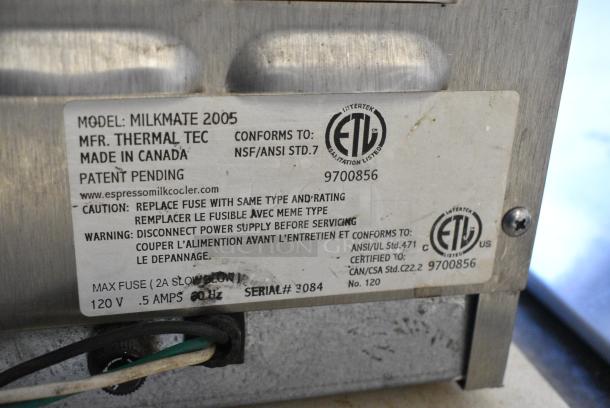 Milkmate 2005 Espresso Milk Cooler. 120 Volts, 1 Phase. Tested and Powers On But Does Not Get Cold - Image 4 of 4