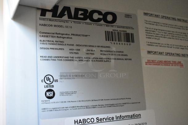 2019 Habco SE18 Metal Commercial Single Door Reach In Cooler Merchandiser w/ Poly Coated Racks. 115 Volts, 1 Phase. Tested and Working! - Image 4 of 4