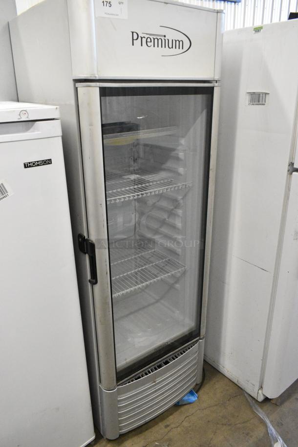 Premium PRF90DXS Metal Commercial Single Door Reach In Cooler Merchandiser w/ Poly Coated Racks. 115 Volts, 1 Phase. Tested and Powers On But Does Not Get Cold - Image 1 of 4