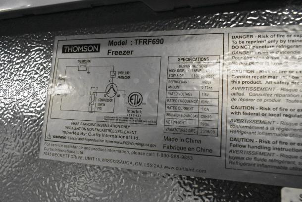 Thomson TFRF690 Single Door Reach In Freezer. 115 Volts, 1 Phase. Tested and Powers On But Does Not Get Cold - Image 4 of 4