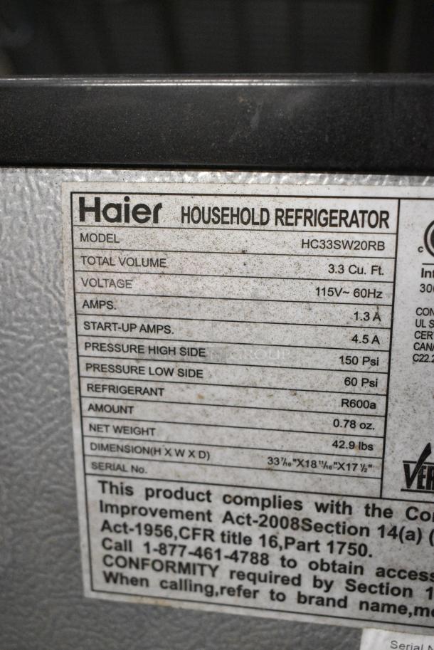 Haier HC33SW20RB Mini Cooler. 115 Volts, 1 Phase. Tested and Powers On But Does Not Get Cold - Image 5 of 5