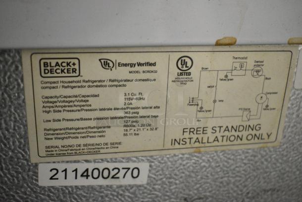 Black & Decker BCRDK32 Mini Cooler w/ Freezer. 115 Volts, 1 Phase. Tested and Working! - Image 7 of 7