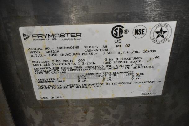 2018 Dean SR42GN Stainless Steel Commercial Floor Style Natural Gas Powered Deep Fat Fryer. 105,000 BTU. - Image 5 of 5