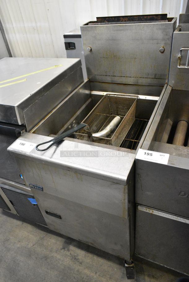 Pitco Frialator SG18 Stainless Steel Commercial Floor Style Natural Gas Powered Deep Fat Fryer on Commercial Casters. 140,000 BTU. - Image 1 of 7