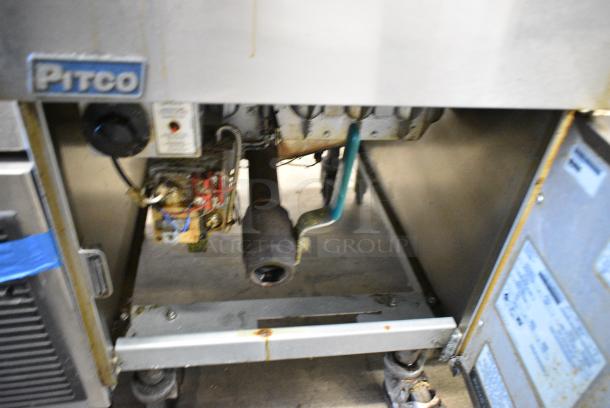 Pitco Frialator SG18 Stainless Steel Commercial Floor Style Natural Gas Powered Deep Fat Fryer on Commercial Casters. 140,000 BTU. - Image 6 of 7