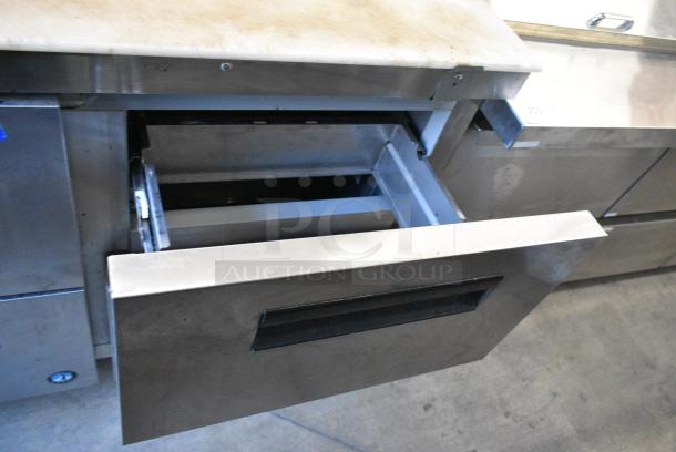 Hoshizaki CRMR48-12D4 Stainless Steel Commercial Sandwich Salad Prep Table Bain Marie Mega Top w/ 4 Drawers on Commercial Casters. 115 Volts, 1 Phase. Tested and Working! - Image 5 of 9
