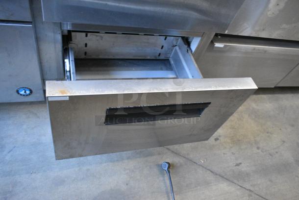 Hoshizaki CRMR48-12D4 Stainless Steel Commercial Sandwich Salad Prep Table Bain Marie Mega Top w/ 4 Drawers on Commercial Casters. 115 Volts, 1 Phase. Tested and Working! - Image 6 of 9