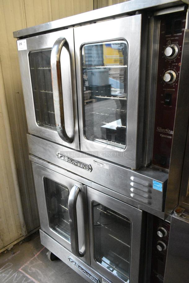 2 Southbend SilverStar SLGS/22SC Stainless Steel Commercial Natural Gas Powered Full Size Convection Oven w/ View Through Doors, Metal Oven Racks and Thermostatic Controls on Commercial Casters. 2 Times Your Bid! - Image 1 of 7
