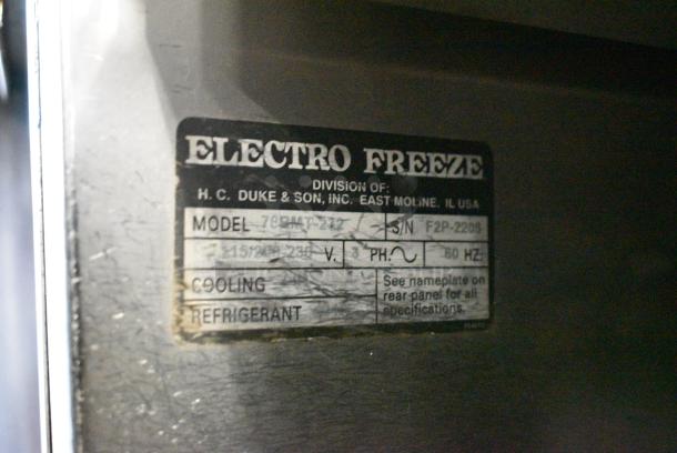 Electro Freeze 78RMT-272 Stainless Steel Commercial Pressurized Shake Freezer Machine on Commercial Casters. 115/208-230 Volts, 3 Phase. - Image 9 of 9