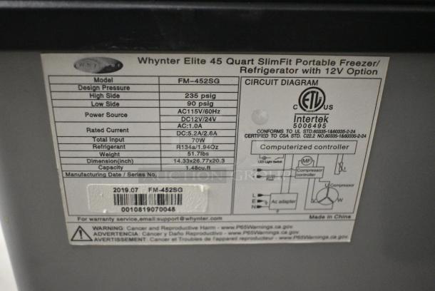 BRAND NEW SCRATCH AND DENT! Whynter FM-452SG Elite 45 Quart SlimFit Portable Freezer/Refrigerator. 115 Volts, 1 Phase. Tested and Working! - Image 5 of 5