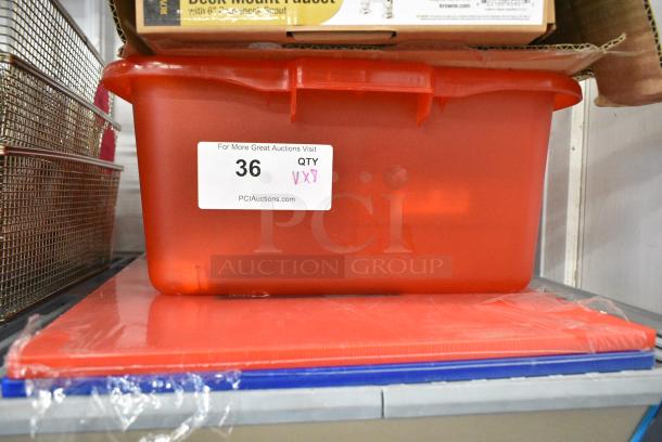 8 Various Items Including 2142SFSCW 2 Quart Container, 27140379 Pastry Brush, 407KRMAG24 Choice Rack Knife Magnet Strip, Choice 40720155RD Red Cutting Board, Choice 40720155BL Blue Cutting Board, Poly Bus Bin. 8 Times Your Bid! - Image 3 of 12