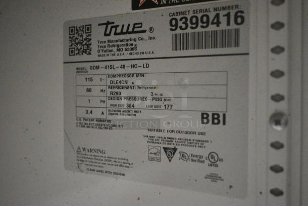 2018 True GDM-41SL-48-HC-LD Metal Commercial 2 Door Reach In Cooler Merchandiser w/ Poly Coated Racks. 115 Volts, 1 Phase. Tested and Working! - Image 7 of 7