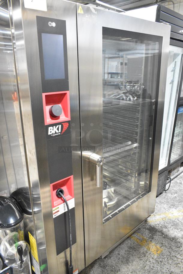 BRAND NEW! BKI AETG202R Stainless Steel Commercial Propane Gas Powered Roll In Rack Combi Convection Oven w/ Metal Pan Rack. - Image 1 of 6