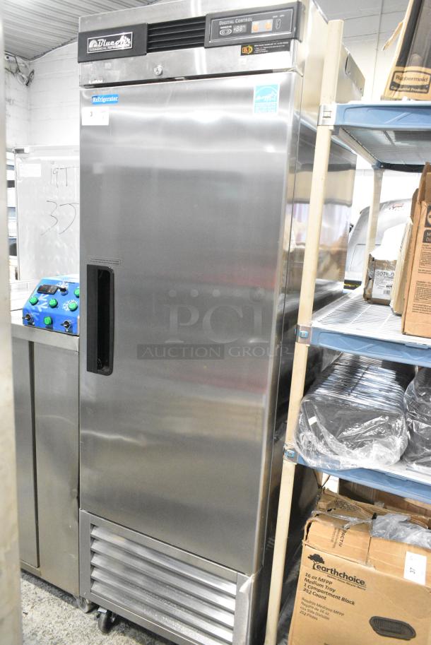 BRAND NEW! Blue Air BSR23 Stainless Steel Commercial Single Door Reach In Cooler w/ Poly Coated Racks on Commercial Casters. 115 Volts, 1 Phase. Tested and Working! - Image 1 of 5