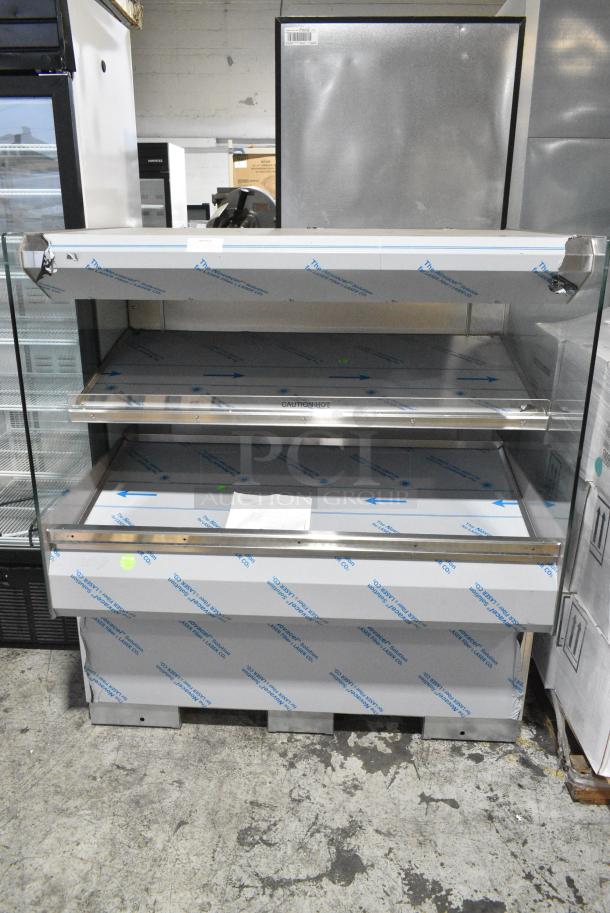 BRAND NEW! 2016 BKI HSS4-2TSQ Stainless Steel Commercial Floor Style 2 Tier Warming Display Case Merchandiser. 230 Volts, 1 Phase. - Image 1 of 3
