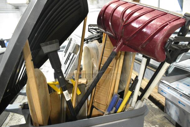 ALL ONE MONEY! Lot of BRAND NEW! Items Including Gray Poly Trash Can w/ Contents Including Mop Handles. - Image 2 of 4