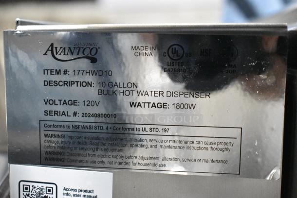BRAND NEW SCRATCH AND DENT! 2024 Avantco 177HWD10 Stainless Steel 10 Gallon Bulk Hot Water Dispenser. 120 Volts, 1 Phase. - Image 6 of 6