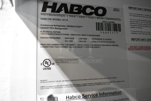 2019 Habco SE18 Metal Commercial Single Door Reach In Cooler Merchandiser w/ Poly Coated Racks. 115 Volts, 1 Phase. Tested and Powers On But Does Not Get Cold - Image 4 of 4