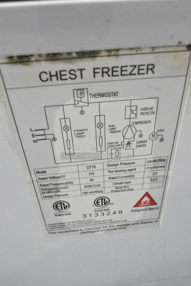 Coldline CF76 Metal Chest Freezer w/ 2 Hinge Lids. 115 Volts, 1 Phase. Tested and Powers On But Does Not Get Cold - Image 6 of 6