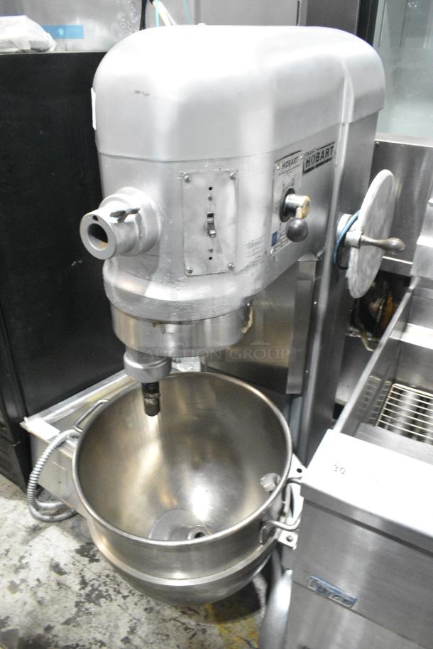 Hobart H-600 Metal Commercial Floor Style 60 Quart Planetary Dough Mixer w/ Stainless Steel Mixing Bowl and Dough Hook Attachment. 230 Volts, 1 Phase. - Image 1 of 6