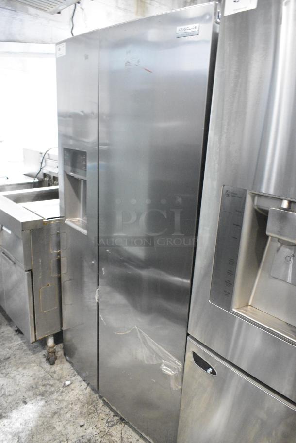 BRAND NEW SCRATCH AND DENT! Frigidaire Gallery Stainless Steel Cooler w/ Freezer and Water/Ice Dispenser. Tested and Powers On But Does Not Get Cold - Image 1 of 9