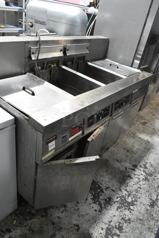 Frymaster FH217SE Stainless Steel Commercial Electric Powered 2 Bay Deep Fat Fryer w/ 2 Dumping Stations on Commercial Casters. 480 Volts, 3 Phase. - Image 3 of 17