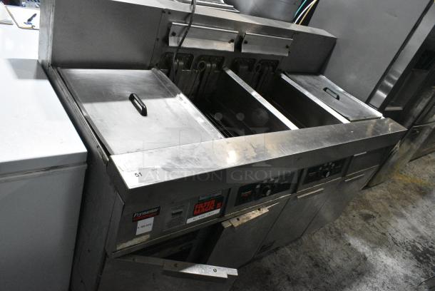 Frymaster FH217SE Stainless Steel Commercial Electric Powered 2 Bay Deep Fat Fryer w/ 2 Dumping Stations on Commercial Casters. 480 Volts, 3 Phase. - Image 4 of 17