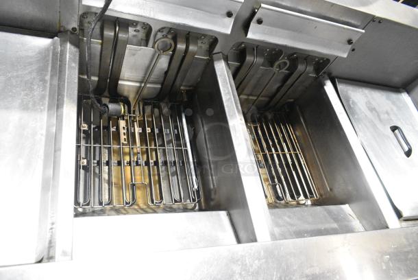Frymaster FH217SE Stainless Steel Commercial Electric Powered 2 Bay Deep Fat Fryer w/ 2 Dumping Stations on Commercial Casters. 480 Volts, 3 Phase. - Image 7 of 17