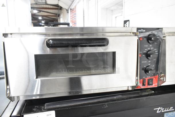 BRAND NEW SCRATCH AND DENT! 2023 Crosson CPO-160 Stainless Steel Countertop Electric Powered Pizza Oven w/ Cooking Stone. 120 Volts, 1 Phase. Tested and Working! - Image 1 of 5