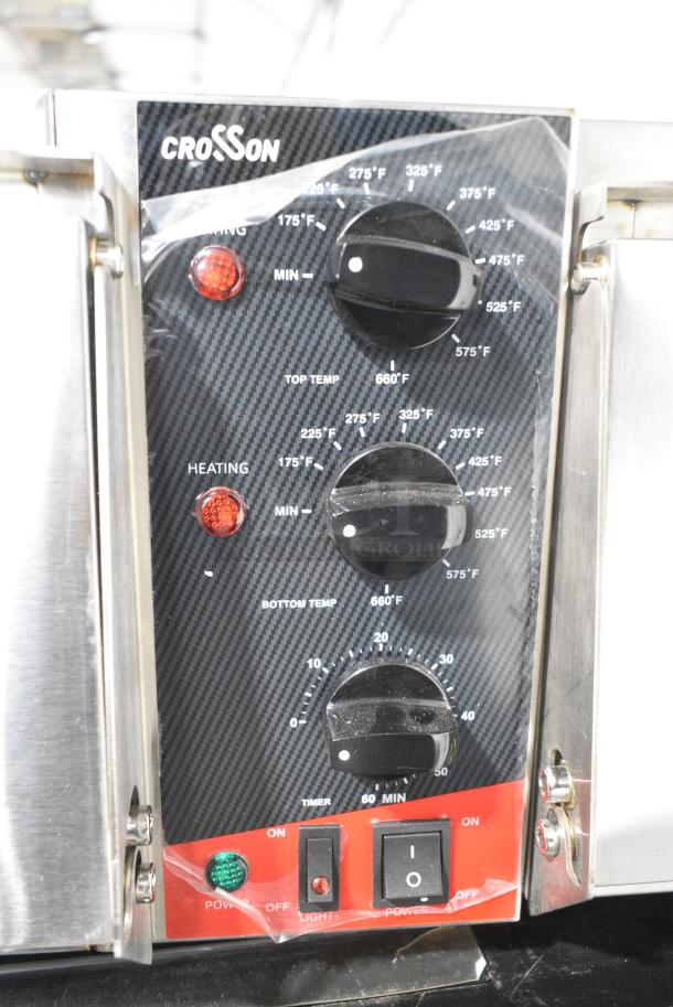 BRAND NEW SCRATCH AND DENT! 2023 Crosson CPO-160 Stainless Steel Countertop Electric Powered Pizza Oven w/ Cooking Stone. 120 Volts, 1 Phase. Tested and Working! - Image 3 of 5