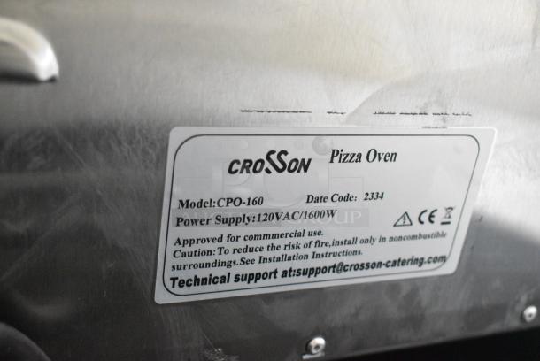 BRAND NEW SCRATCH AND DENT! 2023 Crosson CPO-160 Stainless Steel Countertop Electric Powered Pizza Oven w/ Cooking Stone. 120 Volts, 1 Phase. Tested and Working! - Image 5 of 5