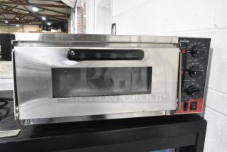 BRAND NEW SCRATCH AND DENT! 2023 Crosson CPO-160 Stainless Steel Countertop Electric Powered Pizza Oven w/ Cooking Stone. 120 Volts, 1 Phase. Tested and Working!
