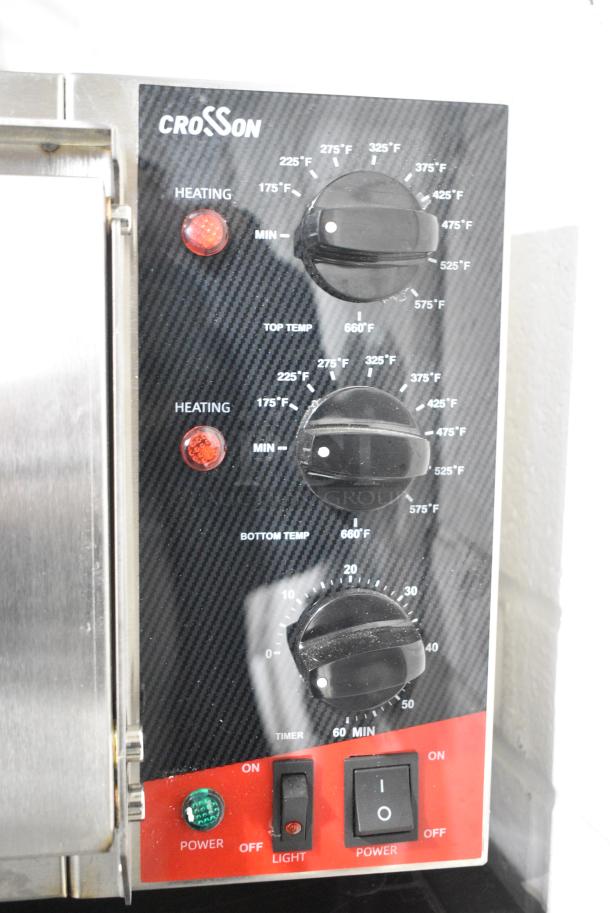 BRAND NEW SCRATCH AND DENT! 2023 Crosson CPO-160 Stainless Steel Countertop Electric Powered Pizza Oven w/ Cooking Stone. 120 Volts, 1 Phase. Tested and Working! - Image 3 of 5