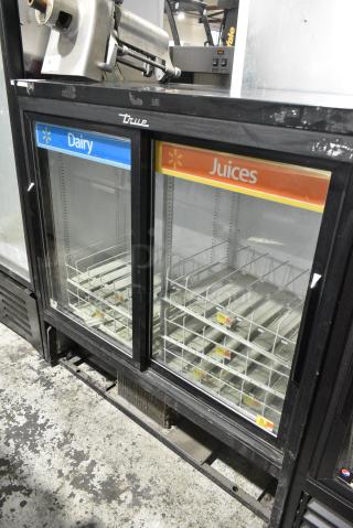 2016 True GDM-41SL-48-HC-LD Metal Commercial 2 Door Reach In Cooler Merchandiser w/ Poly Coated Racks. 115 Volts, 1 Phase. Tested and Working!